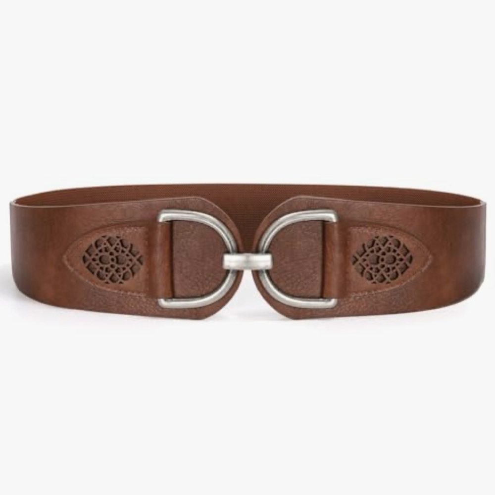 Brown Leather Belt with Silver Buckle